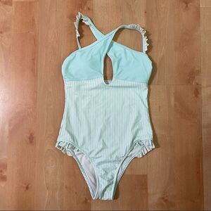 Sugar Coast by Lolli Front Cross Keyhole Neckline One Piece Swimsuit Size S